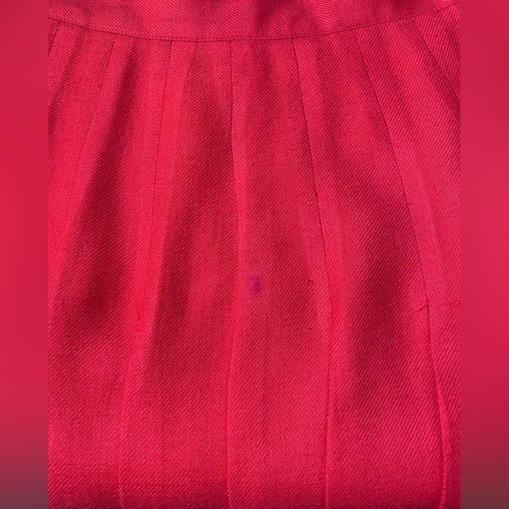 Vintage Christian Dior Separates Pleated Red Wool Blend Skirt Size 12 - Picture 14 of 15